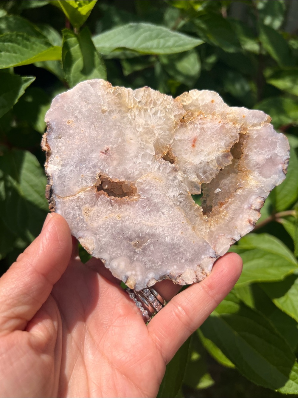 Pink (21) flower agate slab with stand | crystal